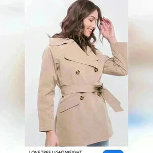 LOVE TREE DOUBLE BREASTED BUTTON UP LIGHT WEIGHT JACKET SIZE LARGE